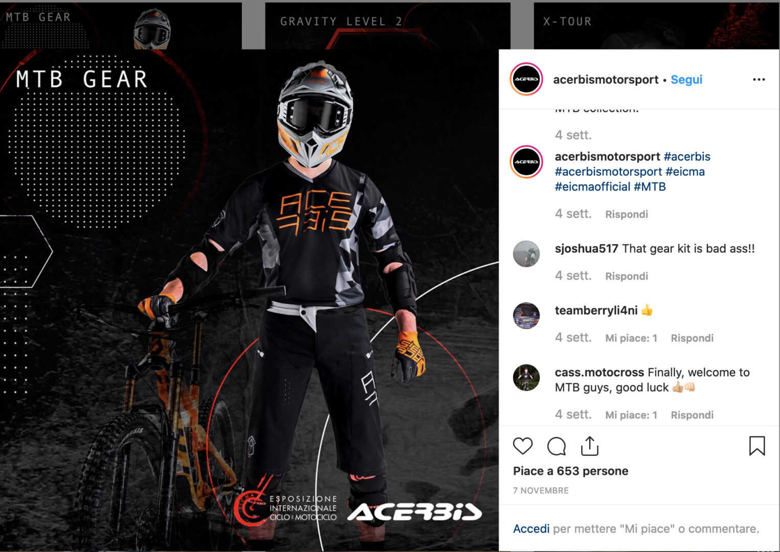 MTB Design Social Acerbis Motorsport Instagram